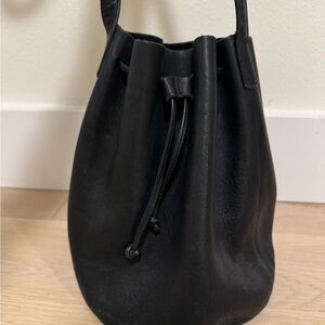 Vintage Baggu Black Leather Bucket Bag